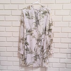 Ted Baker London Tropical Sheer Sleeve Key Hole Tie Lined Dress. Size 4